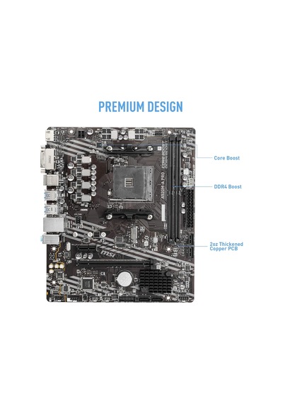 A520m-a Pro Am4 Ddr4 Bellek 4600 Oc Dvı Hdmı M.2 Usb3.2 Matx