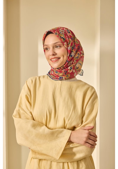 Silk Home Soft Eşarp 73090-06 Fuşya, Sisli Yeşil, Gece Mavi, Yanık Sarı