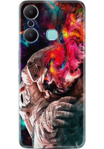 Infinix Hot 20 Play Kılıf Resimli Desenli Silikon Platinium Series Fire Astronout 1847