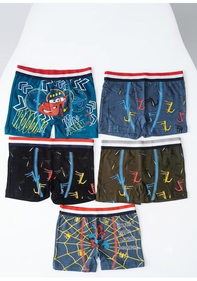 Stsahra Erkek Çocuk Renkli Pamuklu Boxer 5 ' Li Paket Karışık Çok Renkli