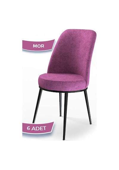 Canisa Concept Dexa Serisi Mor Renk 6 Adet Sandalye, Renk Mor, Ayaklar Siyah Mor
