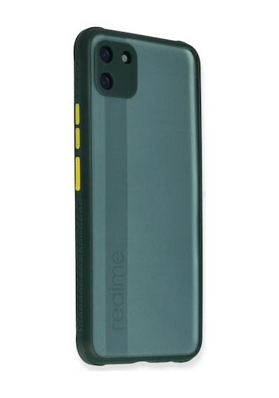 Realme C11 Uyumlu Kılıf Miami Şeffaf Silikon - Koyu Yeşil