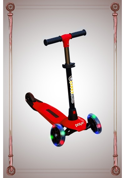 Scooter Yeni Leddy 3tekerli Led Işıklı 2+yaş 50kğ Taşıma Kapasiteli 3kademe Direksiyon Kırmızı