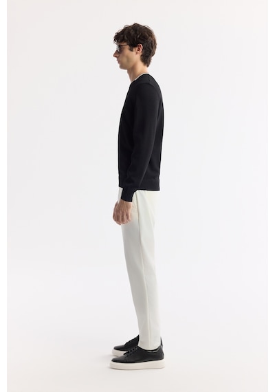 Avva Erkek Siyah Bisiklet Yaka Dokulu Rayon Tüylenmeyen Regular Fit Triko Kazak A51y5156