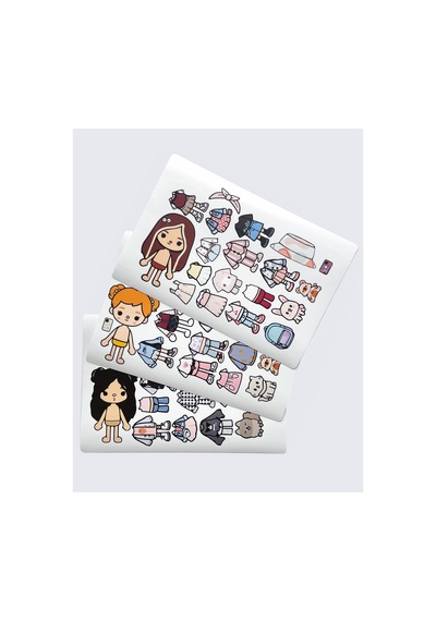 Toca Boca Orange Black Brown 3 Lü Giydirme Sticker Seti Diğer