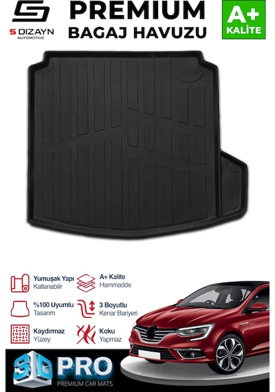 S-dizayn Renault Megane 4 3d Pro Bagaj Havuzu Sağ Kulaklı 2016 Üzeri A+ Kalite