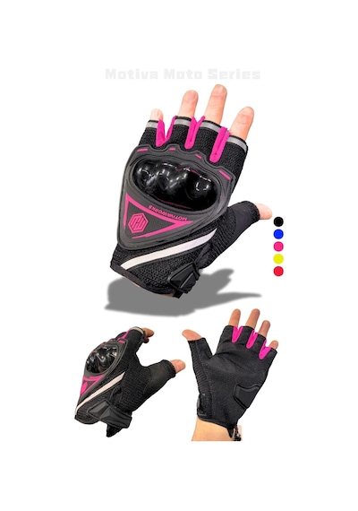 Motiva Works Pembe Kısa Yarım Parmak Kadın Motosiklet Eldiveni Mw120p