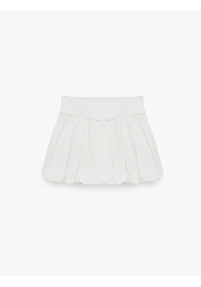 Koton Yüksek Bel Crinkle Paraşüt Kumaş Mini Spor Şort Etek Ekru 6sak40024nw