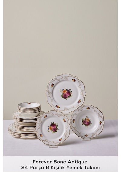 Karaca  Forever Bone Antique 24 Parça 6 Kişilik Yemek Takımı