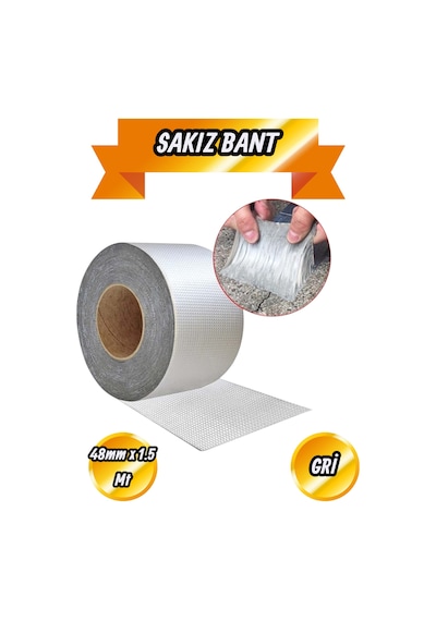 Çatı İzolasyon 48 Mm X 1,5 Mt Su Sızdırmazlık Geçirmez Yalıtım Çamur Boru Sakız Tamir Bant Bandı