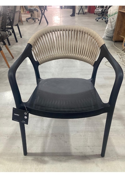Örme Plastik Model Sandalye 4'lü Siyah - Bej