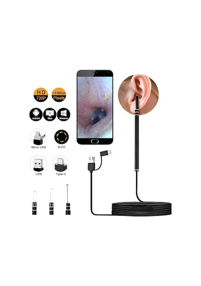 Kulak Temizleme Aracı Kaşık Hd Kamera Aracı Usb Tipi C Soket Win