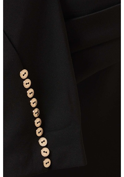 Eegen Studio Louisa Maxi Dress - Off - Shoulder, Düğmeli Kollu, Sırt Yırtmaçlı, Şık Tasarım Elbise Siyah