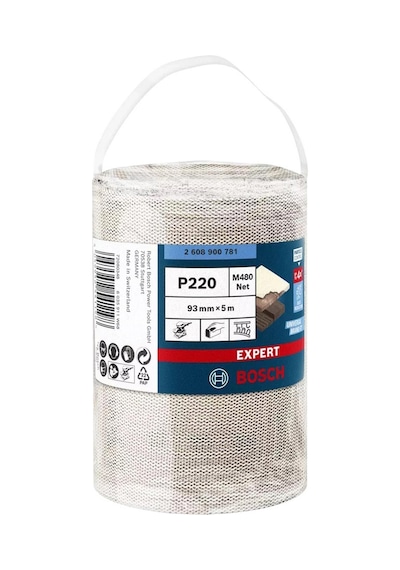 Bosch M480 93 Mm 220 Kum Cırtlı Rulo Elek Telli Ağ Zımpara 2608900781