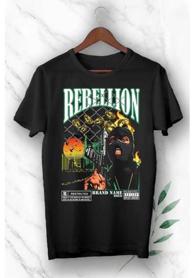 Flood Of Style Rebellıon Tasarım Baskılı Siyah Tişört