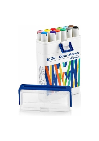 Sta Çift Uçlu Alkol Bazlı Marker 12 Li Sta-910312 Çok Renkli