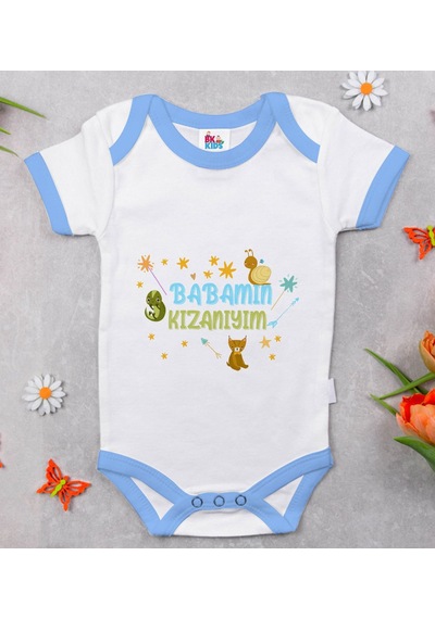 Bk Gift Bk Kids Babamın Kızanıyım Tasarımlı Mavi Bebek Body Zıbın-1 Çok Renkli