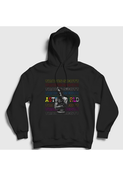 Presmono Unisex Cool Astroworld Travis Scott Kapüşonlu Sweatshirt Siyah