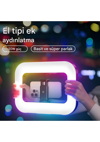 Gdx Phn-20w Rgb Led Video Işığı Sabitleyici Stabilizatörlü Vlog Rig Telefon Işık Seti