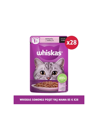Whiskas Pouch Sos İçinde Somonlu Yetişkin Kedi Konservesi 28 x 85 G