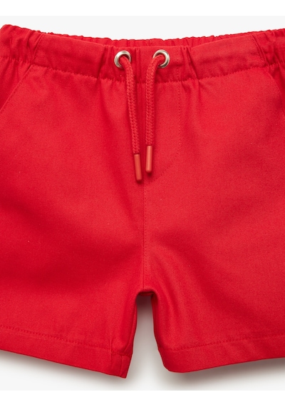 Koton Pamuklu Beli Bağcıklı Basic Gabardin Şort Kırmızı 6smb40072tw