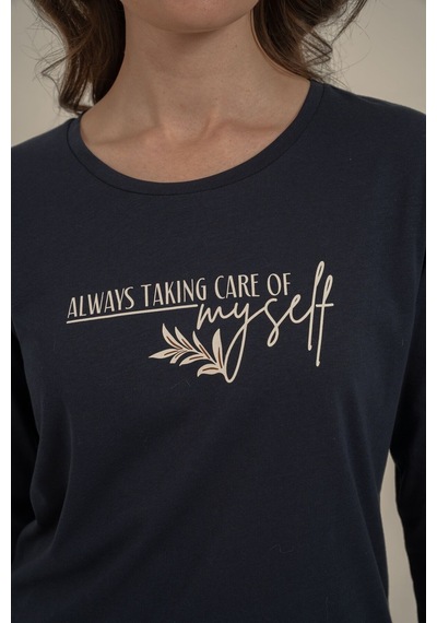 Arnetta Kadın Care Yourself Lacivert Uzun Kol Pijama Takım Ar3738-s-v1 Ar3738-s-v1