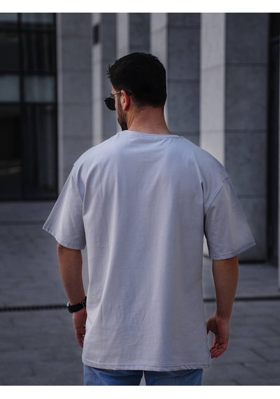 Erkek Oversize Tişört Gri Gri
