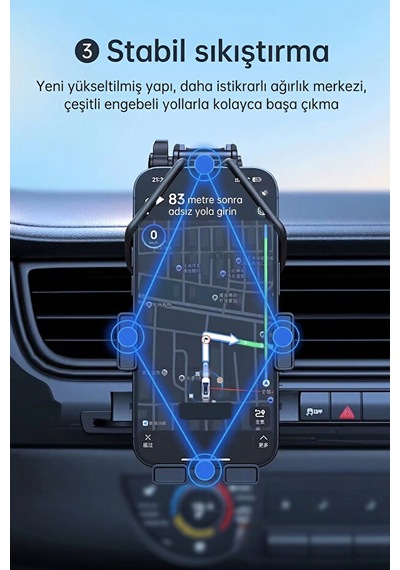 Çok Fonksiyonlu Teleskopik 360 Ayarlanabilir Araç İçi Telefon Tutucu 1