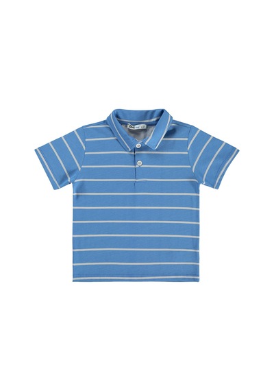 Civil Boys Çizgli Polo Yaka 2-5 Yaş Tişört - Mavi Koyu Mavi