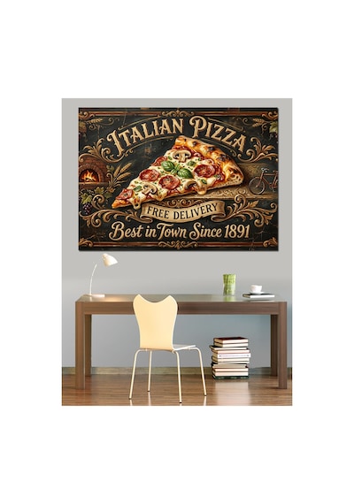 İtalyan Pizza Ustası Ve Fırın Yağlı Boya Dokulu Kanvas Tablo Canvas Tablosu