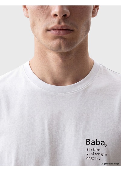 Lcwaıkıkı Classic Beyaz Bisiklet Yaka Slogan Baskılı Erkek Tişört