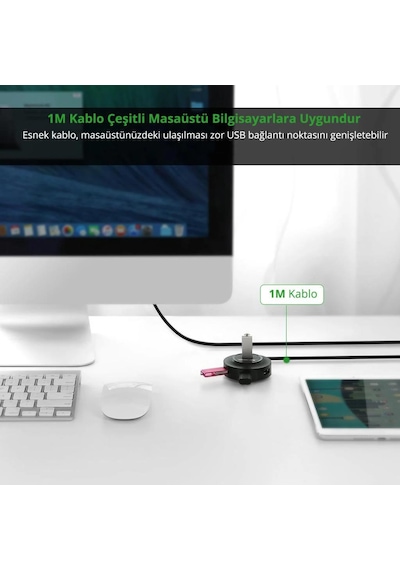 Ugreen 20277 4 Portlu USB 2.0 Çoklayıcı Hub Siyah