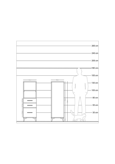 Kronos Dolap 2 Raflı 3 Çekmeceli 44x59x134 Aytaşı-çam Aytası