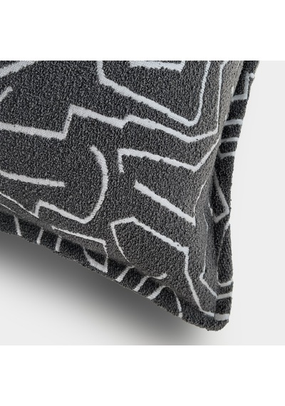"metric" Dokulu Desenli Kırlent Kılıfı - 45x45 Gri - Beyaz