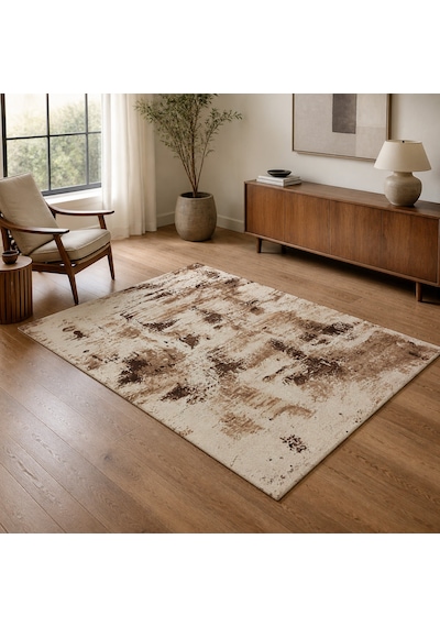 Kartela Halı Nivo Halı Kaymaz Taban Makinede Yıkanabilir Halı Kahverengi - 60 X 90 Cm