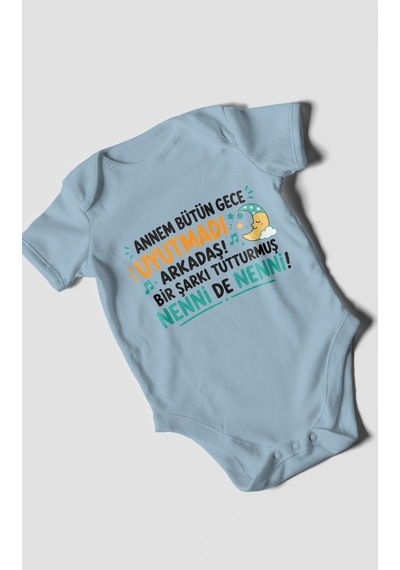 Morivokids Anneye Özel Kısa Kollu Bebek Body %100 Pamuk Zbn194-kk Bebe Mavisi