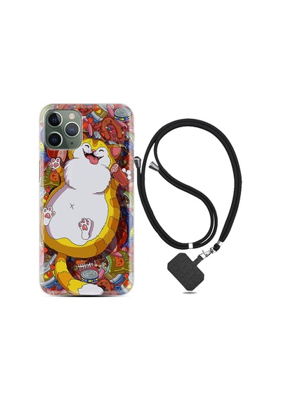 Apple Uyumlu iPhone 13 Pro Kilif Boyun Askili Tombul Kedi 1739 542319826