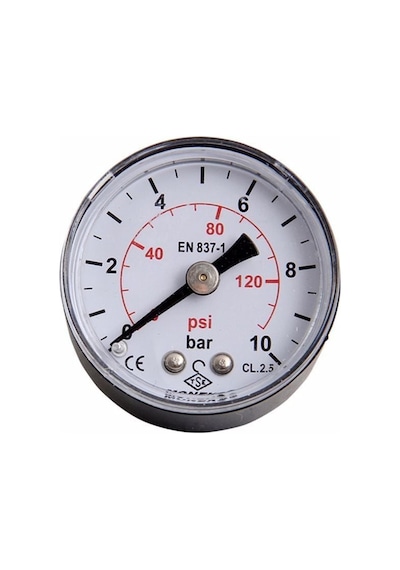Moneks Manometre Ø63 - 0-10 Bar - Metal Gövdeli - Arkadan Çıkışlı 1/4''