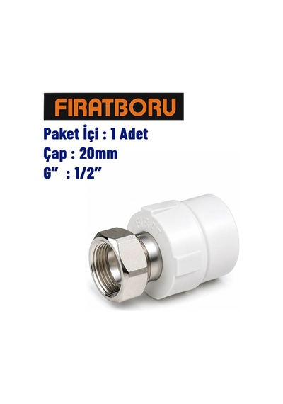 Fırat Döner Başlı Rakor 20mm , 1/2'', 1 Adet, 7b75020127