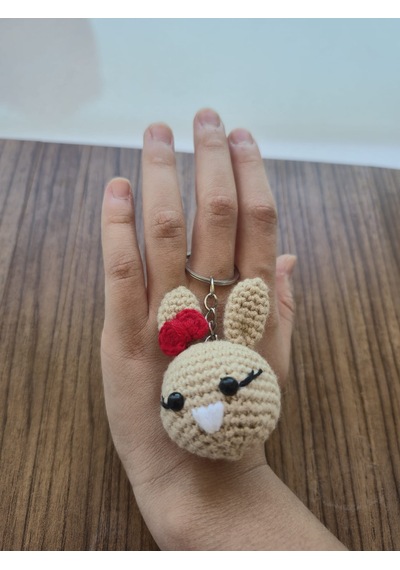 Amigurumi Tavşan Anahtarlık Kahverengi - Siyah