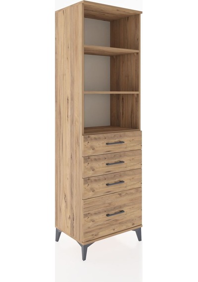 Hyperion Dolap 3 Raflı 4 Çekmeceli 60x44x195 Çam-çam Çam