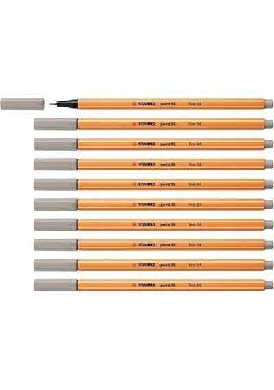 Stabilo İnce Keçe Uçlu Kalem 88 Point 0.4 Mm Sıcak Gri Fineliner Kalem 10 Lu Paket