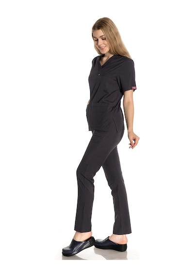 Unisex Likralı Antrasit Scrubs