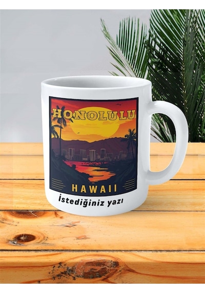Honolulu Baskılı Kupa Bardak Kişiye Özel Desen Çok Renkli