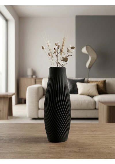 Kaveld Liora Dekoratif Vazo El Yapımı Minimalist Spiral Dokulu Modern Vazo Mermer Tozu Ve Çimento Kompozit Ev Dekoru Siyah Kaveld Liora Dekoratif Vazo El Yapımı Minimalist Spiral Dokulu Modern Vazo Mermer Tozu Ve Çimento Kompozit Ev Dekoru Siyah
