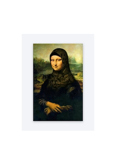 Tam Renk Parody Monalisa 5 Muslim Style Dekoratif Kanvas Duvar Tablosu Beyaz