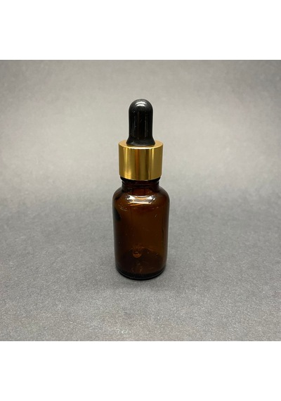Amber Cam Damlalıklı Şişe Gold Metalik Kapak  15 ML