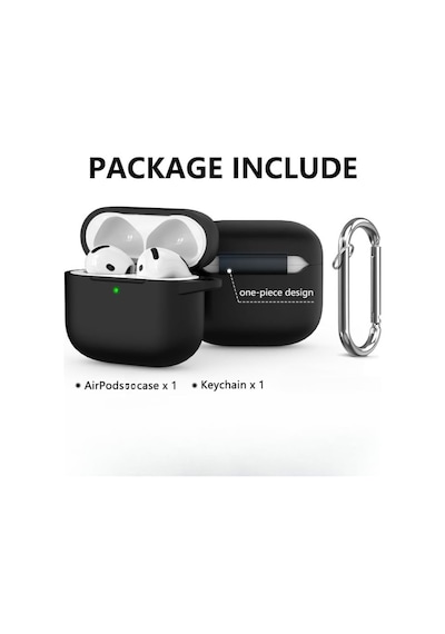 Soft Yumuşak Lansman Esnek Silikon Airpods Pro 3 İle Uyumlu İçi Kadife Kulaklık Kılıfı Ve Karabina Anahtarlık Koyu Yeşil, Airpods Pro 3
