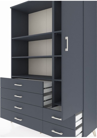Hyperion Dolap 7 Raflı 6 Çekmeceli Tek Kapaklı 132x44x195 Antrasit-antrasit/antrasit Antrasıt/antrasıt Hyperion Dolap 7 Raflı 6 Çekmeceli Tek Kapaklı 132x44x195 Antrasit-antrasit/antrasit Antrasıt/antrasıt