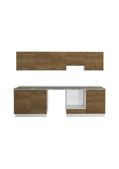 Decoraktiv Elite 280 Ankastre Fırın Modüllü Mdf Hazır Mutfak Dolabı - Tezgah Dahil - Naturel Pera Meşe